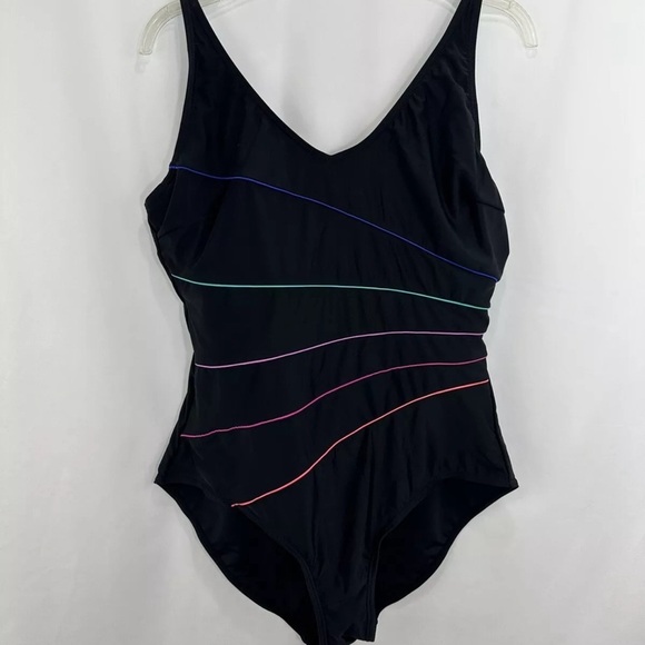 NWT Haivido Swimsuit One Piece Size XXL Black Striped Beach Swimwear - Picture 3 of 7